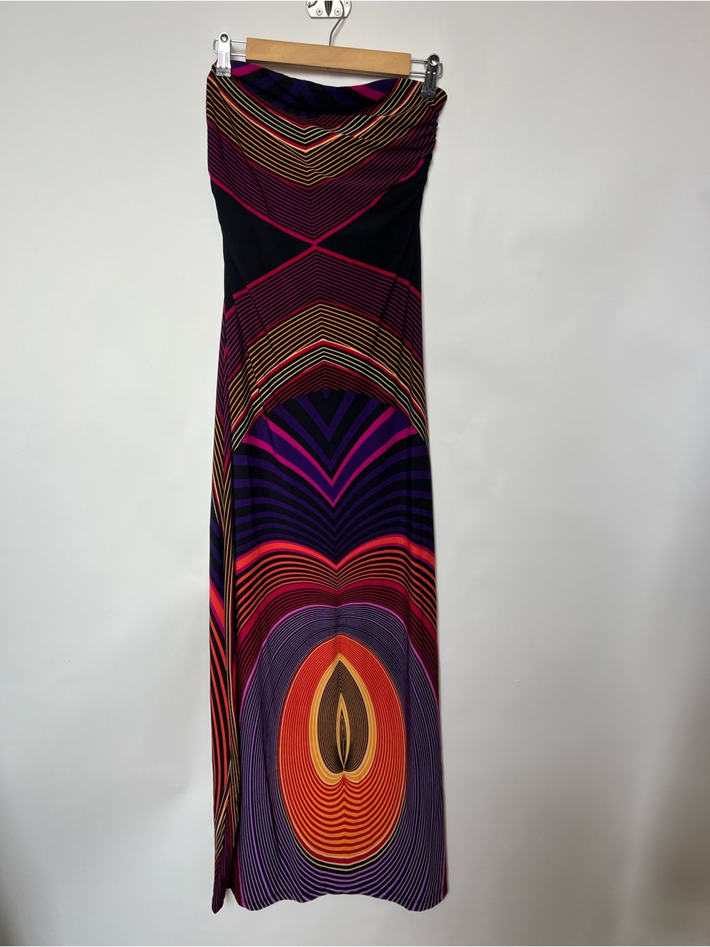 Forever 21 Y2K Strapless Geometric Optical Illusion Maxi Dress Size Medium